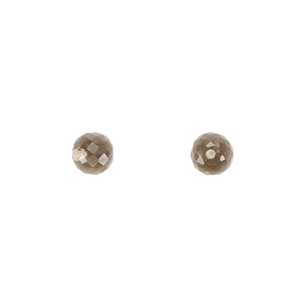 Smoky quartz 1pkg2, hand-cut half-drilled faceted round bead 6mm image number 0