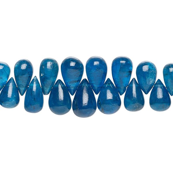 Blue apatite 1pkg1, hand-cut top-drilled teardrop bead natural 8 inch graduated 5x3mm-9x6mm image number 0