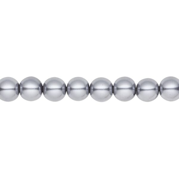 Bead, crystal pearl, pewter, 6mm round. Sold per pkg of (2) 15-1/2" to 16" strands, approximately 130 beads. image number 0