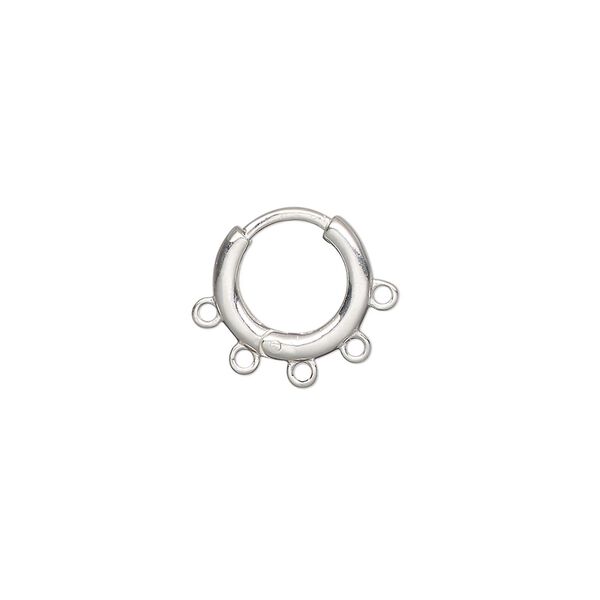 Earring hoop 1pkg2 sterling silver, 12mm hinged / 5 closed loop / round tube, 1 pair image number 0