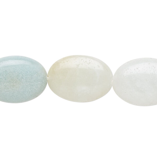 Amazonite 1pkg1, hand-cut flat oval bead natural 1light to dark 15.55.5-16 inch 18x13mm image number 0