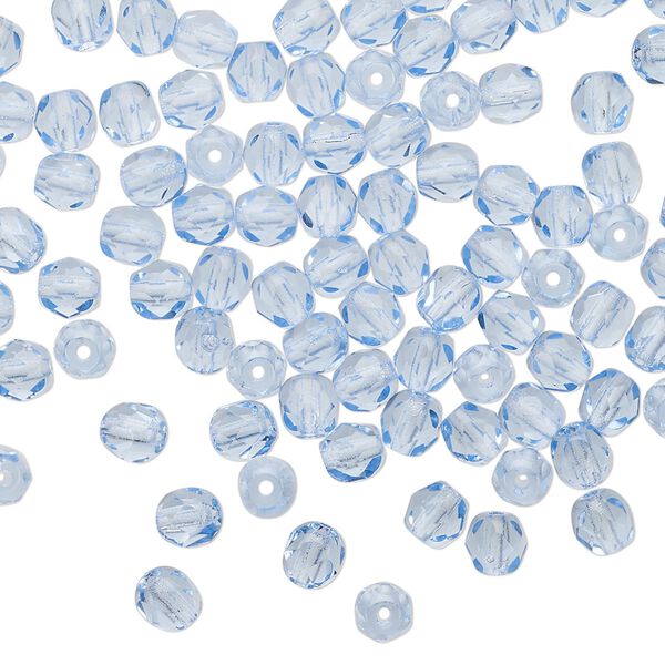 Bead 1pkg1 Czech fire-polished glass, 4mm faceted round, 1 mass transparent sapphire blue image number 0