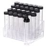 Display, acrylic, clear, 5-3/4x3-3/4 inch rectangle rack with 24 clear 4x3/4 inch wide vials with black twist-on caps with hang-tabs. Sold per set. image number 0