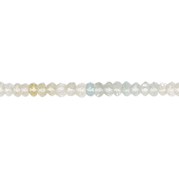 Goshenite / aquamarine / golden beryl 1pkg1, hand-cut faceted saucer bead 13 inch 3x2mm-4x3mm image number 0