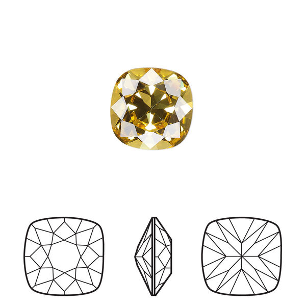 Fancy stone 6pk light topaz foil back, Crystal Passions® 12mm cushion 4470 image number 0