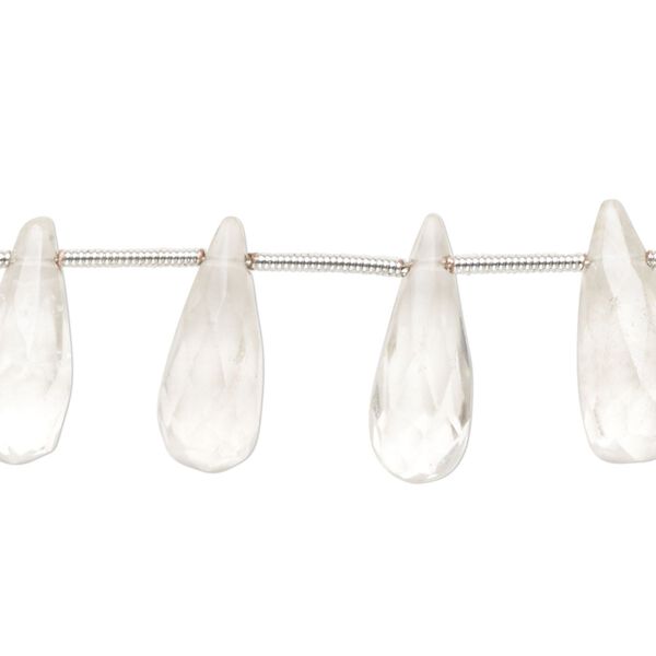 Quartz crystal 1pkg13, hand-cut top-drilled faceted briolette bead natural 13x7mm-19x9mm image number 0