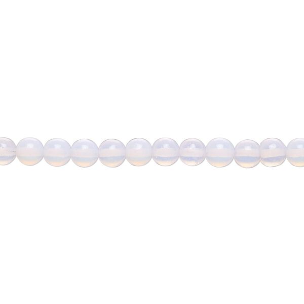 Bead, sea "opal" glass, pink, 4mm round. Sold per 15-1/2" to 16" strand. image number 0