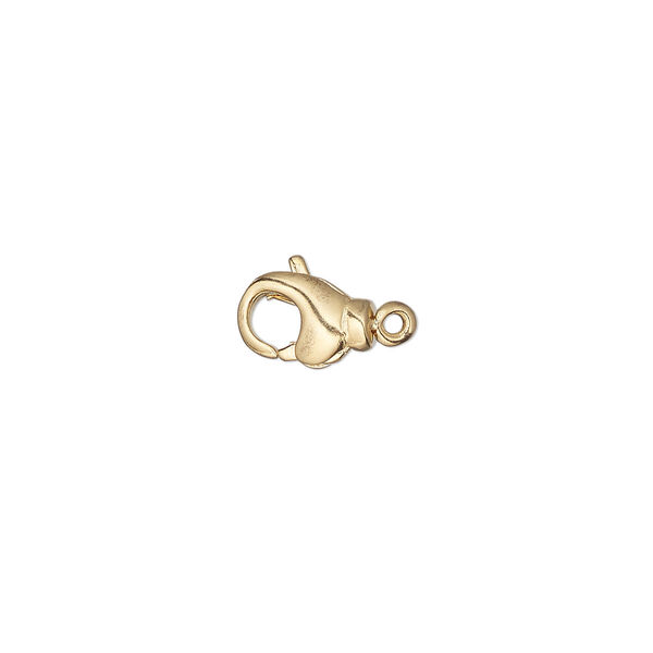 Clasp, lobster claw, gold-plated brass, 9.5x6mm with swivel. Sold per pkg of 4. image number 0