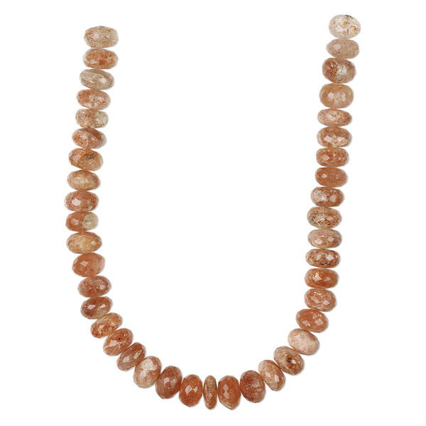 Sunstone 1pkg1, hand-cut faceted rondelle bead natural 8 inch 8x5mm-9x6mm image number 0