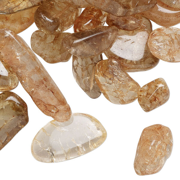 Bead mix, crackle glass, translucent brown, medium to gigantic chip. Sold per 8-ounce pkg. image number 0