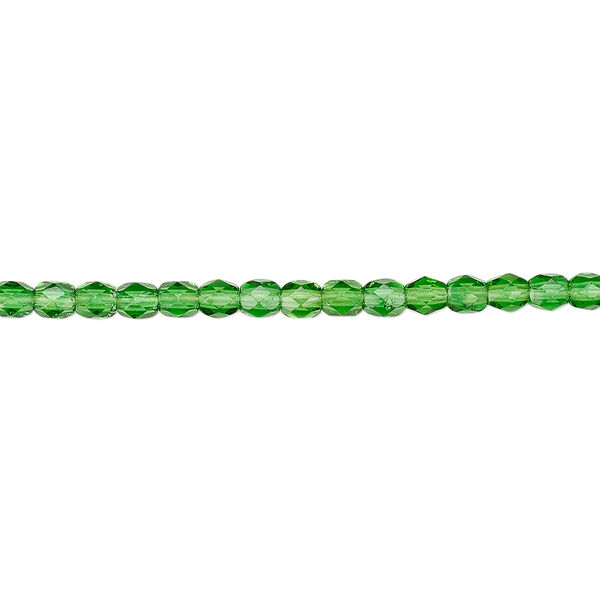 Bead, Czech fire-polished glass, emerald green, 3mm faceted round. Sold per pkg of 1,200 (1 mass). image number 0
