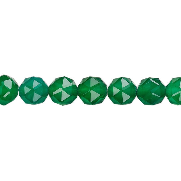 Green agate 1pkg1, rose-cut round bead B+ grade, 8 inch 6mm image number 0