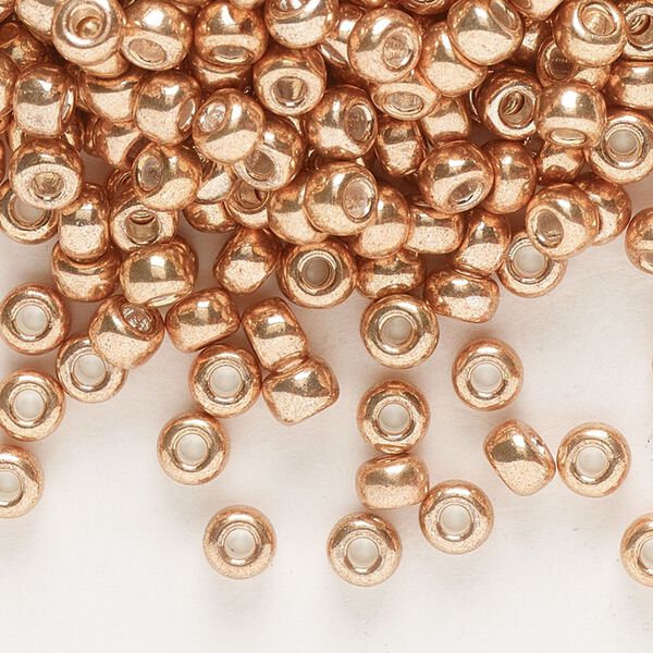 Seed bead, Miyuki, glass, pkg/250g, #6 rocaille, opaque galvanized champagne, (RR-1072L). image number 0