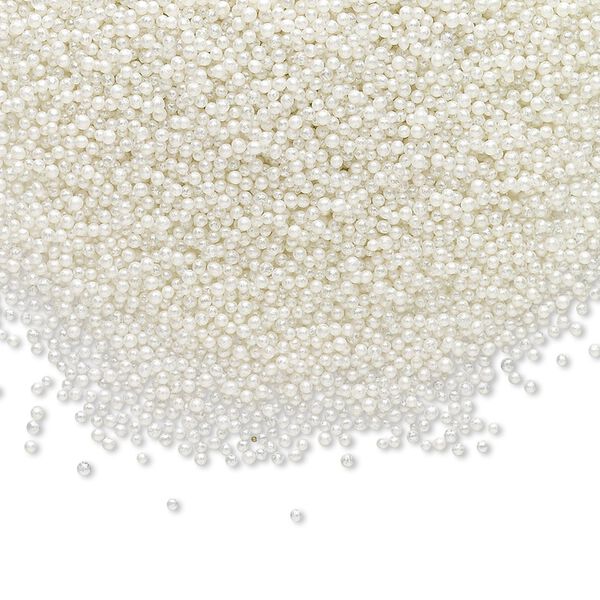 Bead, coated glass, opaque white, 1mm undrilled micro round. Sold per 15-gram vial. image number 0