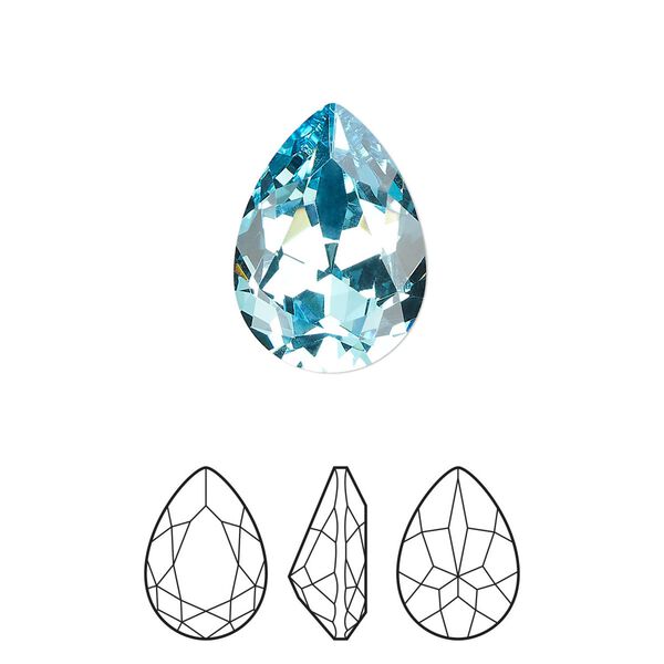 Fancy stone 1pk aqua bohemica foil back, Preciosa MAXIMA Czech crystal rhinestone 18x13mm pear image number 0