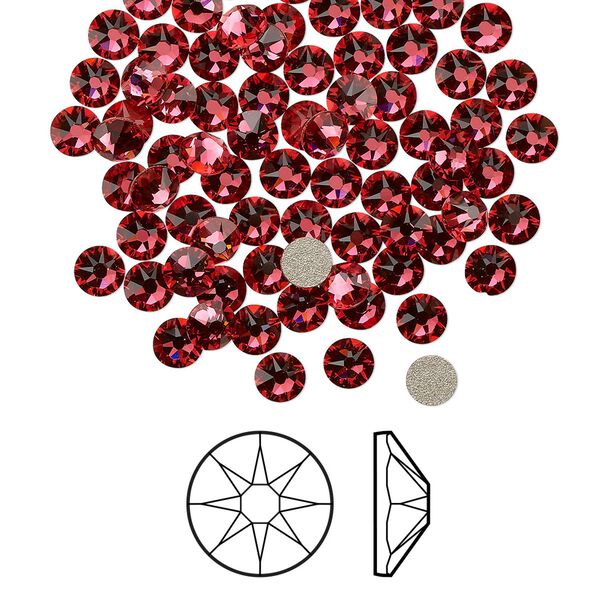 Flat back 144pk Indian pink foil back, Crystal Passions® 3-3.2mm rose round SS12 2088 image number 0