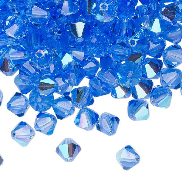 Bead 288pk sapphire glitter, Preciosa Czech crystal 6mm bicone image number 0