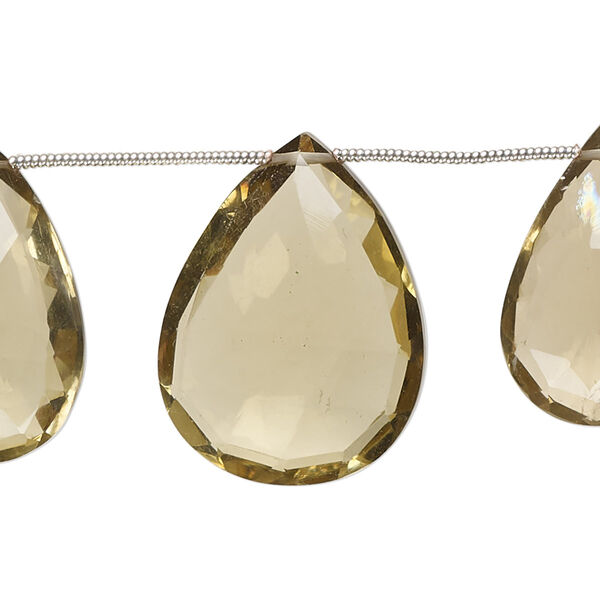Golden quartz 1pkg9, hand-cut top-drilled faceted puffed teardrop bead 12x10mm-26x20mm image number 0