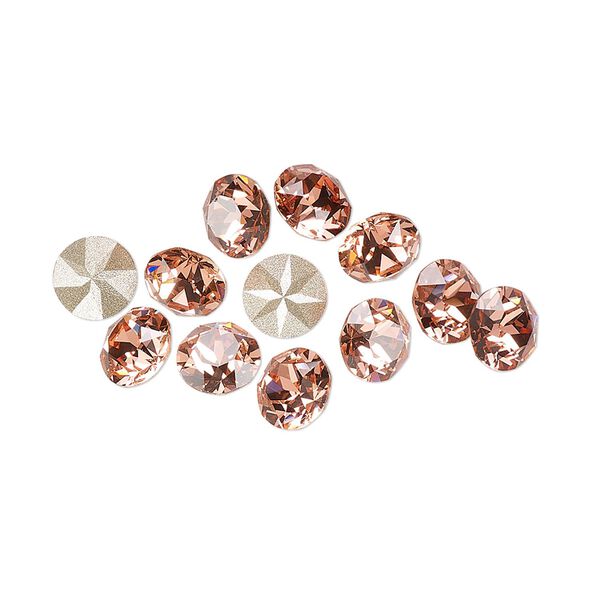Chaton 12pk rose peach foil back, Crystal Passions® 6.14-6.32mm round xirius SS29 1088 image number 0
