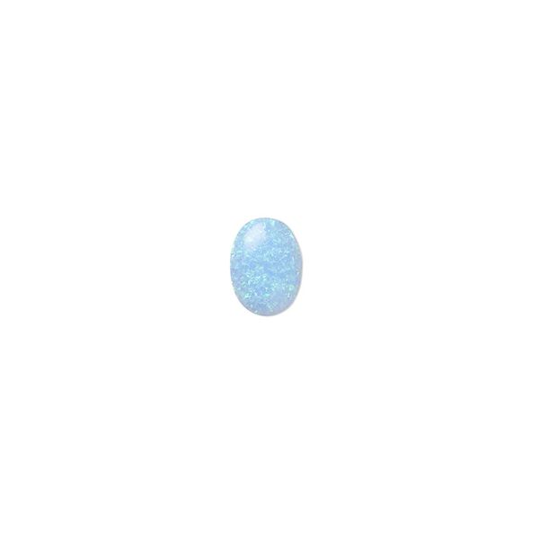 Cabochon, "opal" (silica and epoxy) (man-made), turquoise blue, 8x6mm calibrated oval. Sold individually. image number 0
