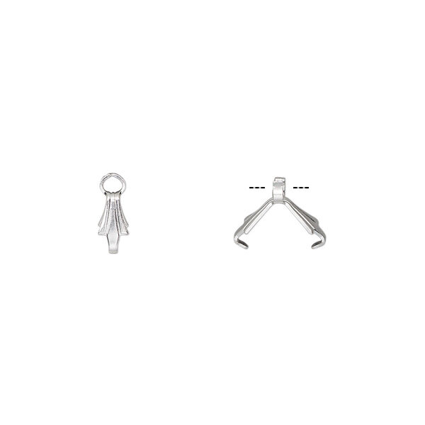 Bail, ice-pick, silver-plated brass, 6.5x3mm with 5mm grip length. Sold per pkg of 100. image number 0