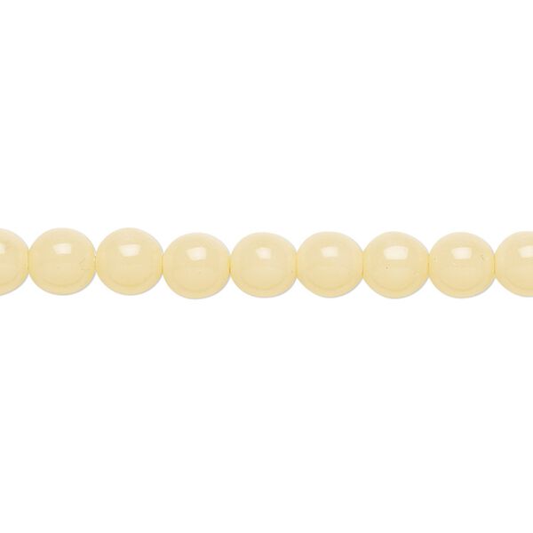 Bead, Czech dipped décor glass druk, cream, 6mm round. Sold per 15-1/2" to 16" strand. image number 0