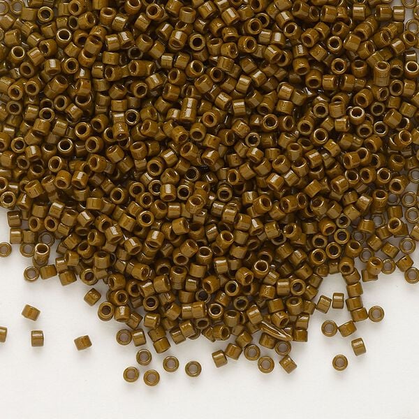 Seed bead, Delica®, glass, pkg/7.5g, #11 round, Duracoat® opaque outside dyed dark brown (DB-2142). image number 0