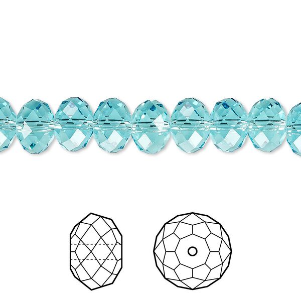 Bead 288pk light turquoise, Swarovski® 8x6mm rondelle 5040 image number 0