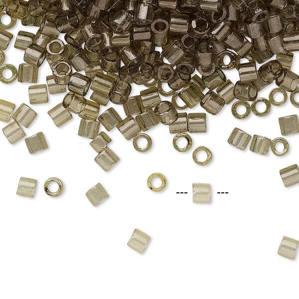 Seed bead, Delica®, glass, pkg/50g, #8 round, translucent gold luster smoky olive (DBL-0123). image number 0