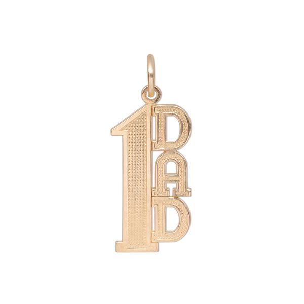 Charm 10Kt gold 1pkg1, 22x11mm single-sided textured "#1 DAD" image number 0