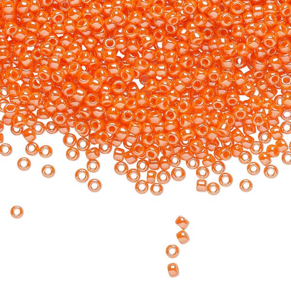 Seed bead, TOHO BEADS®, glass, pkg/50g, #11 round, opaque luster pumpkin (TR-11-129). image number 0
