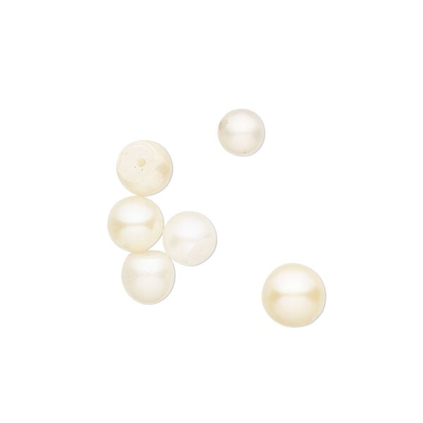 Pearl mix, cultured freshwater (bleached), white, 5-7mm semi-round, C+ grade, Mohs hardness 2-1/2 to 4. Sold per pkg of 6. image number 0