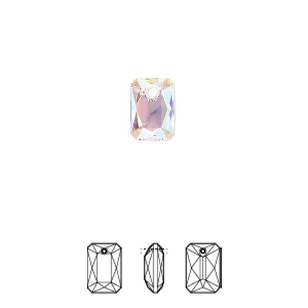 Drop 72pk crystal shimmer, Swarovski® 9x6mm pendant emerald cut 6435 image number 0