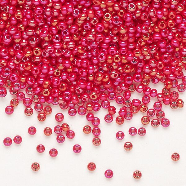 Seed bead, Preciosa Ornela Czech glass, pkg/500g, #11 rocaille, opaque rainbow red, (94190). image number 0