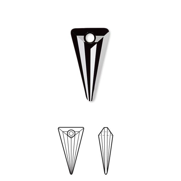 Drop 6pk jet, Crystal Passions® 18x10mm pendant spike 6480 image number 0
