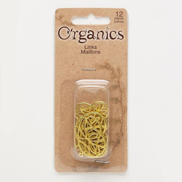 Drop mix, gold-finished "pewter" (zinc-based alloy), 19x12mm and 28x18mm assorted matte teardrop with cutout design. Sold per pkg of 12. image number 0