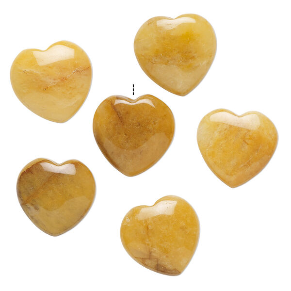 Golden "jade" 1pkg6, half-drilled puffed heart drop natural 15-16mm image number 0