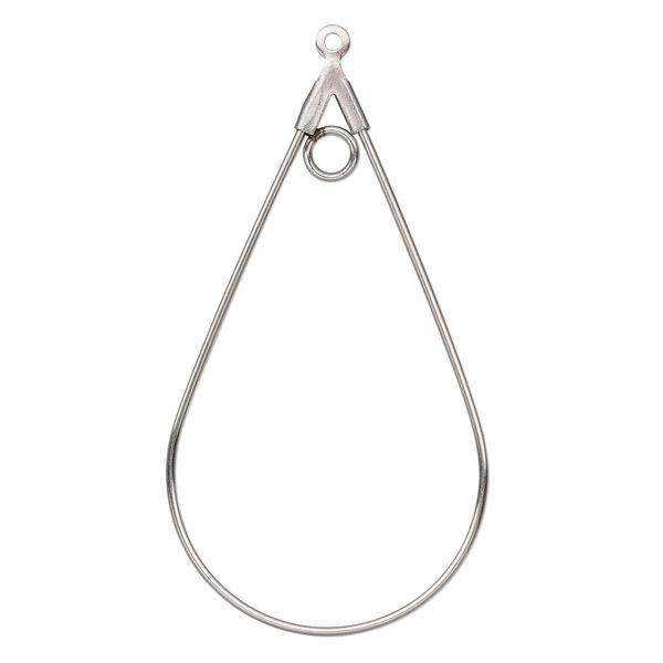 Beading hoop, stainless steel, 40x24mm teardrop with loop. Sold per pkg of 10. image number 0