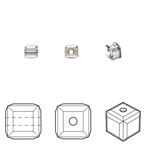 Bead 288pk black diamond, Swarovski® 4mm cube 5601 image number 0
