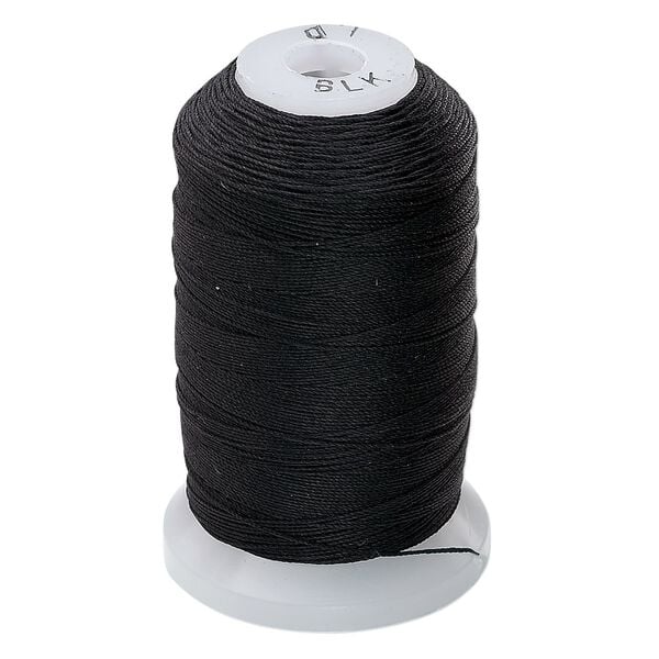Thread, Purely Silk™, 3-ply, black, size D. Sold per 260-yard spool. image number 0