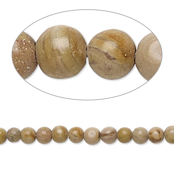 Landscape stone / tigerskin "jasper" 1pkg1, round bead natural 15 inch 4mm image number 0