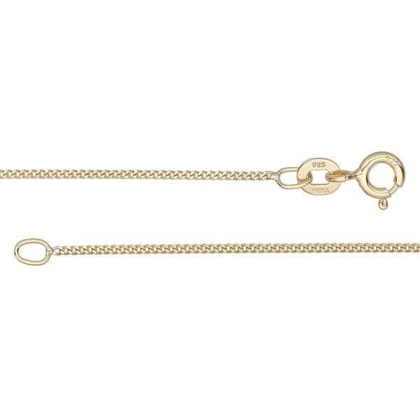 Chain, Gossamer™, "vermeil", 1mm curb, 20 inches with springring clasp . Sold individually. image number 0