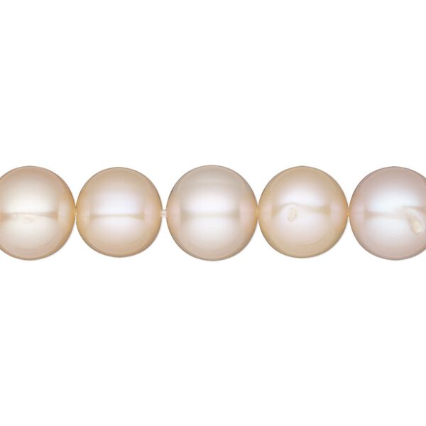 Pearl, White Lotus™, cultured freshwater, mauve and peach, 9-9.5mm semi-round, B grade, Mohs hardness 2-1/2 to 4. Sold per 15-1/2" to 16" strand. image number 0