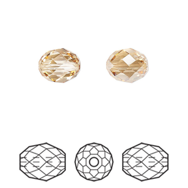 Bead 2pk crystal golden shadow, Crystal Passions® 9.5x8mm olive briolette 5044 image number 0