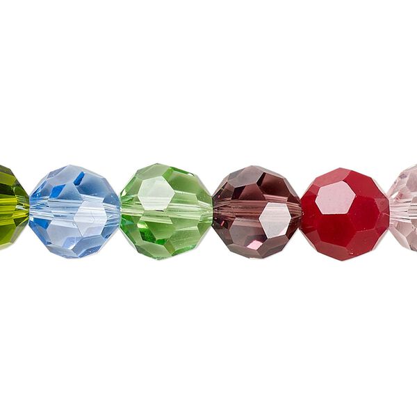 Bead 1pk 32 facets opaque to transparent mixed colors, Celestial Crystal® 10mm round 15.5-16 inch image number 0