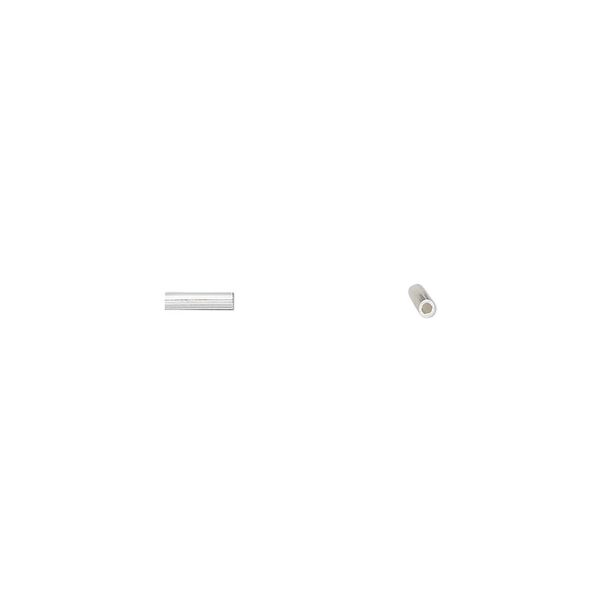 Bead, silver-finished brass, 5x1mm liquid tube. Sold per 1-ounce pkg, approximately 1,000 beads. image number 0