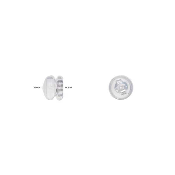 Earnut, silicone and sterling silver, clear, 6x5mm mushroom. Sold per pair. image number 0