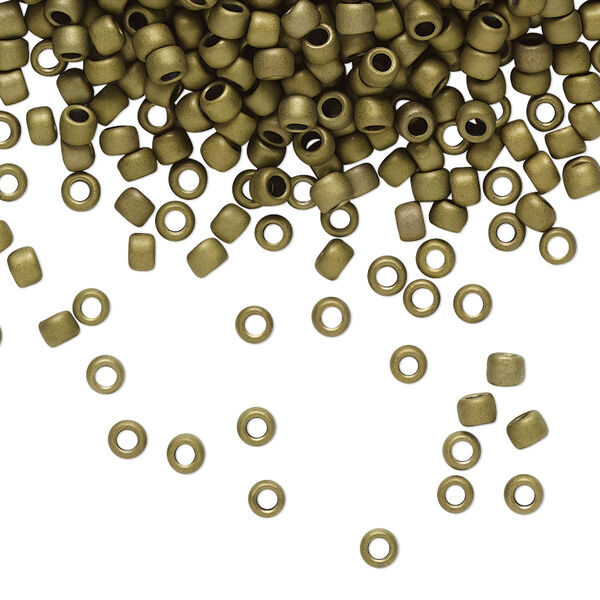 Seed bead, TOHO BEADS®, glass, pkg/50g, #8 round, opaque frosted antique bronze (TR-08-223F). image number 0