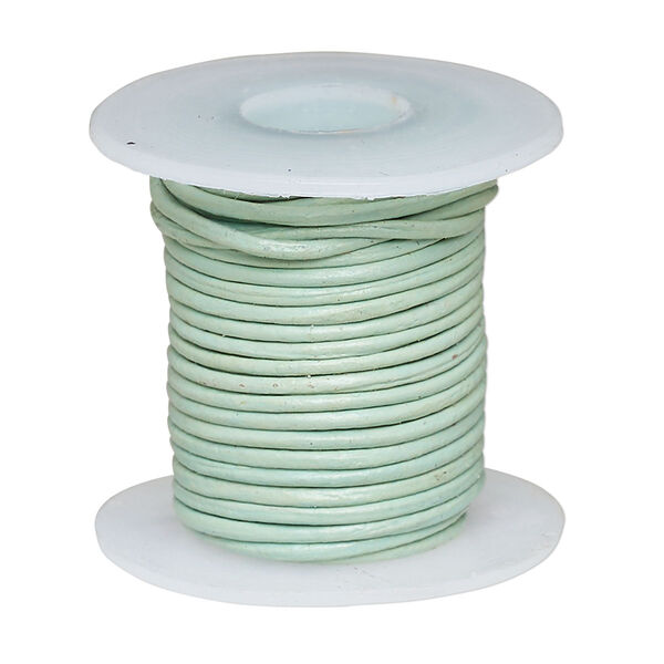 Cord, leather (dyed), sky blue, 1-1.2mm round. Sold per 5-yard spool. image number 0