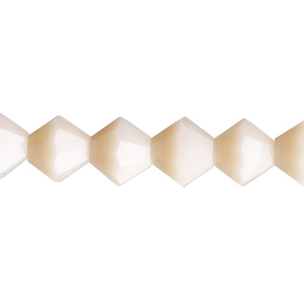 Bead, glass, opaque pink coral, 10mm bicone with 0.6-0.8mm hole. Sold per 8-inch strand. image number 0